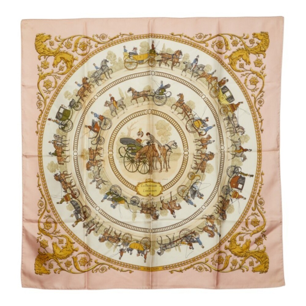 Hermes Carre 90 LA PROMENADE DE LONGCHAMPS (A Walk to Longchamp) Scarf/Muffle...